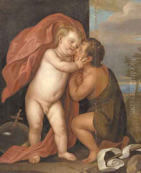 Christ Child and The Infant Saint John the Baptist Oil Painting by Sir Anthony Van Dyck