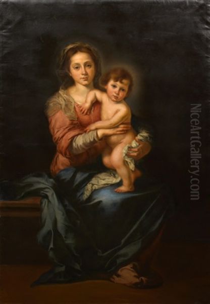 The Madonna And Child (by Guilio Bertoncelli) Oil Painting by Bartolome Esteban Murillo